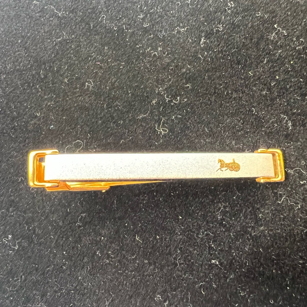 Vintage Celine Y2K Gold Tie Bar & Cufflinks Set Horse Logo - Picture 5 of 6